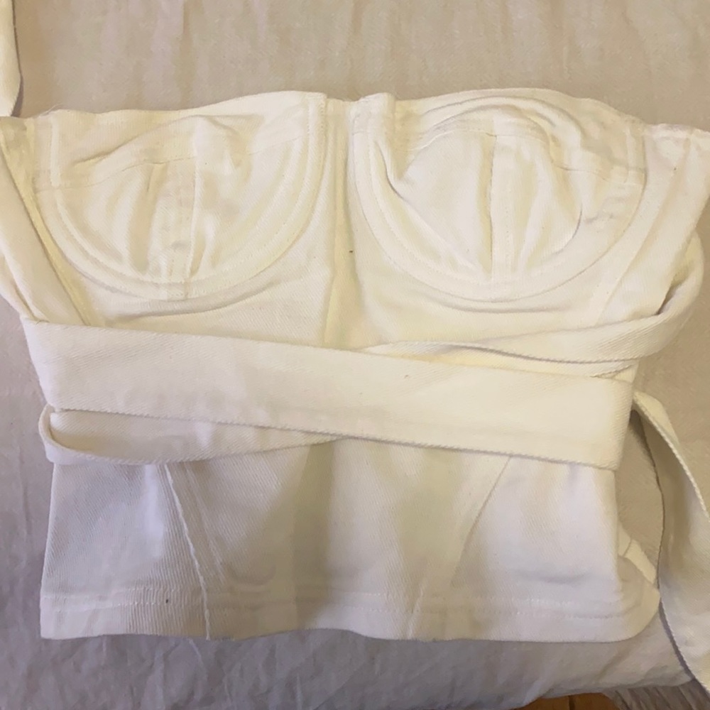 Bustier white wrap around ties